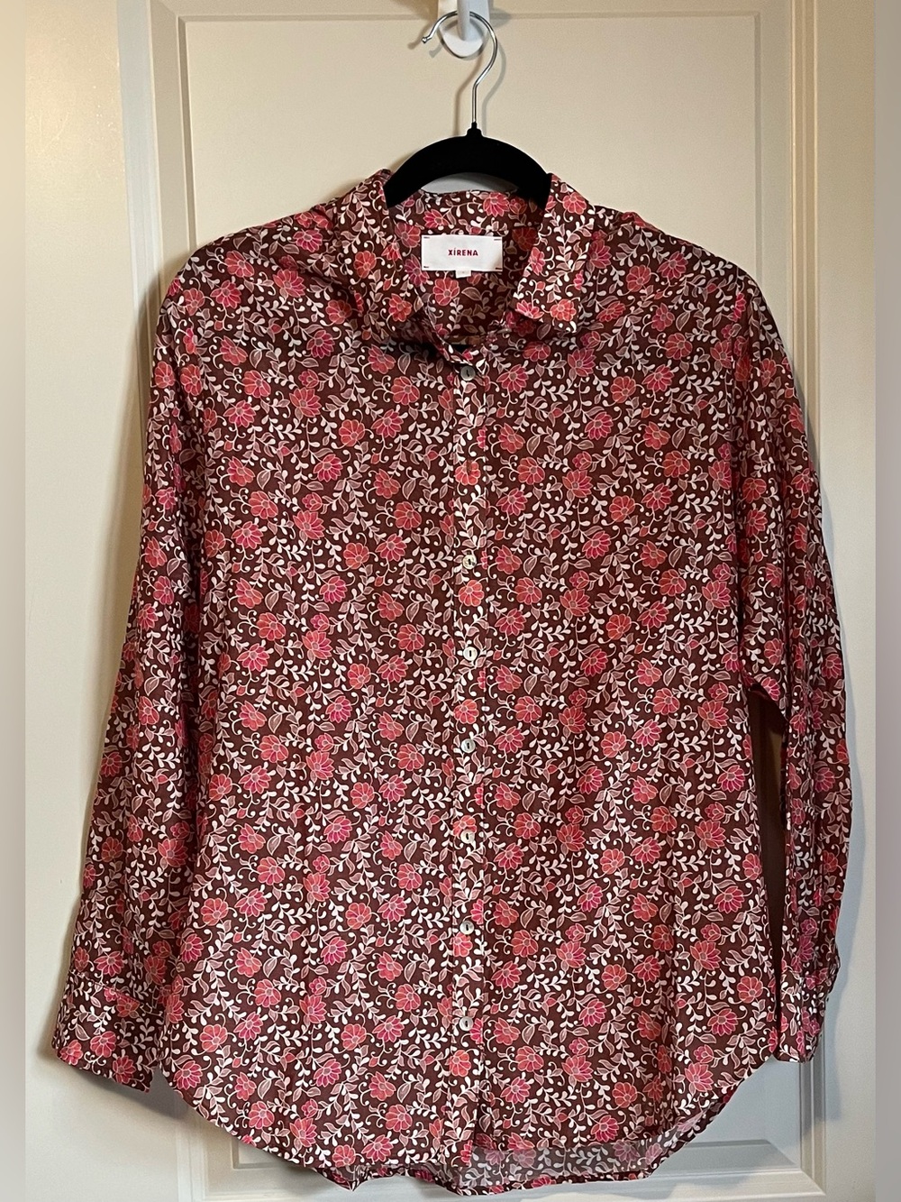 XiRENA Long Sleeve Silk Blend Button-down Shirt Size Small